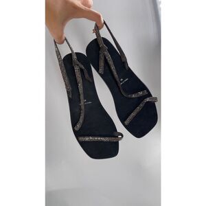 Free People Black Crystal Cove Sandals Size 38